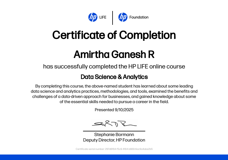 HP Life Data Science & Analytics